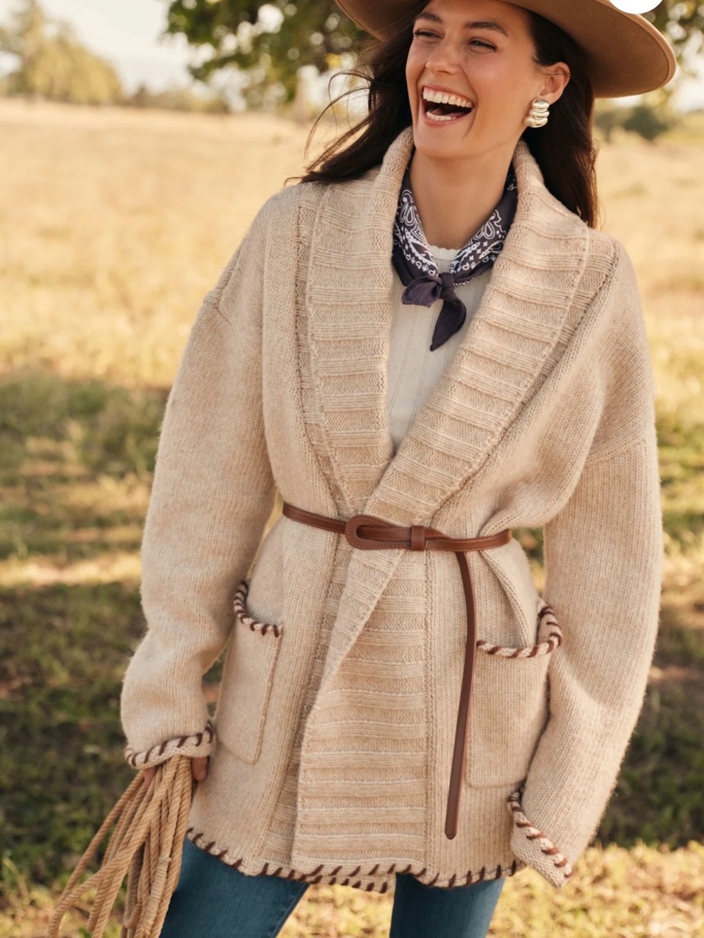 Tuckernuck Sandstone Heather and Brown Blanket
Stitch Harrow Cardigan